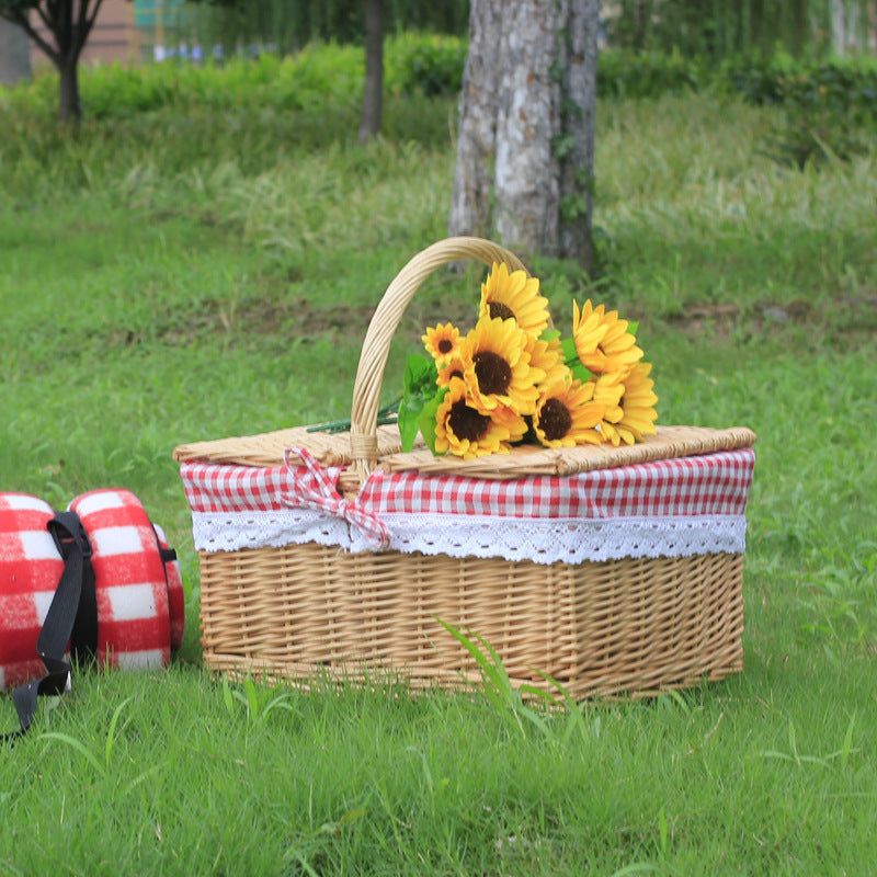 Wicker Picnic Basket with Cover