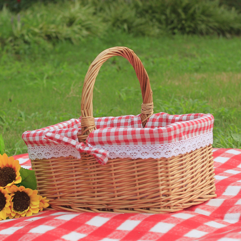 Wicker Picnic Basket with Cover