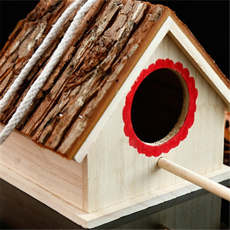 Natural Wood Bird House for Backyard Visitors