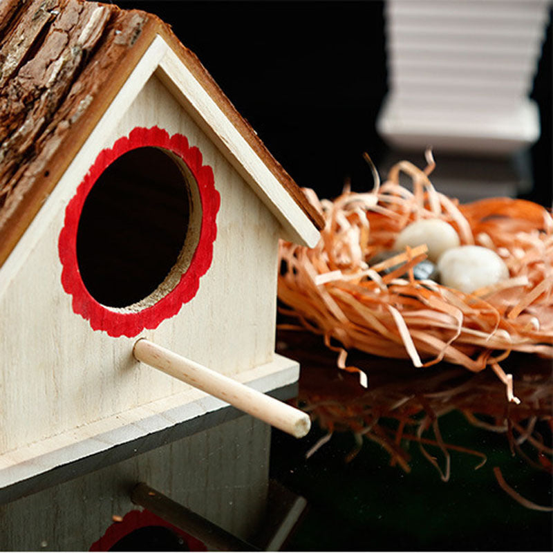 Natural Wood Bird House for Backyard Visitors