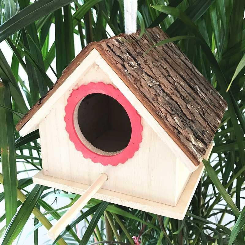 Natural Wood Bird House for Backyard Visitors