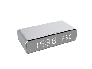 LED Mirror Alarm Clock with Wireless Phone Charging