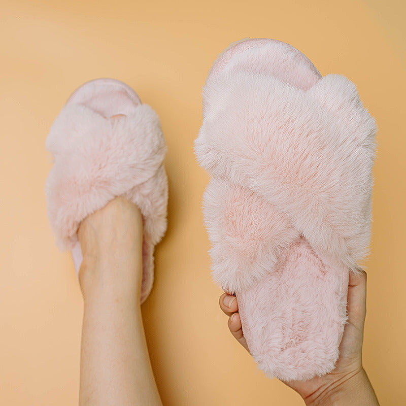 Fluffy Cross Slippers