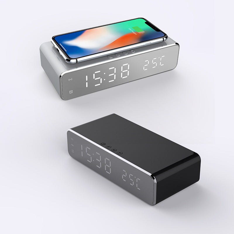 LED Mirror Alarm Clock with Wireless Phone Charging