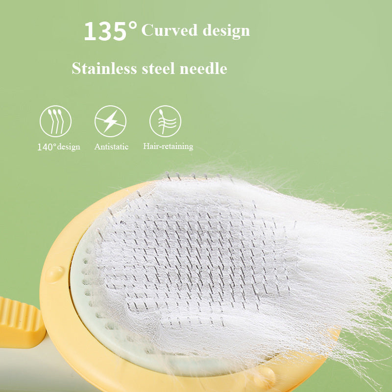 Pet Cat Brush Steel Wire Self-Cleaning