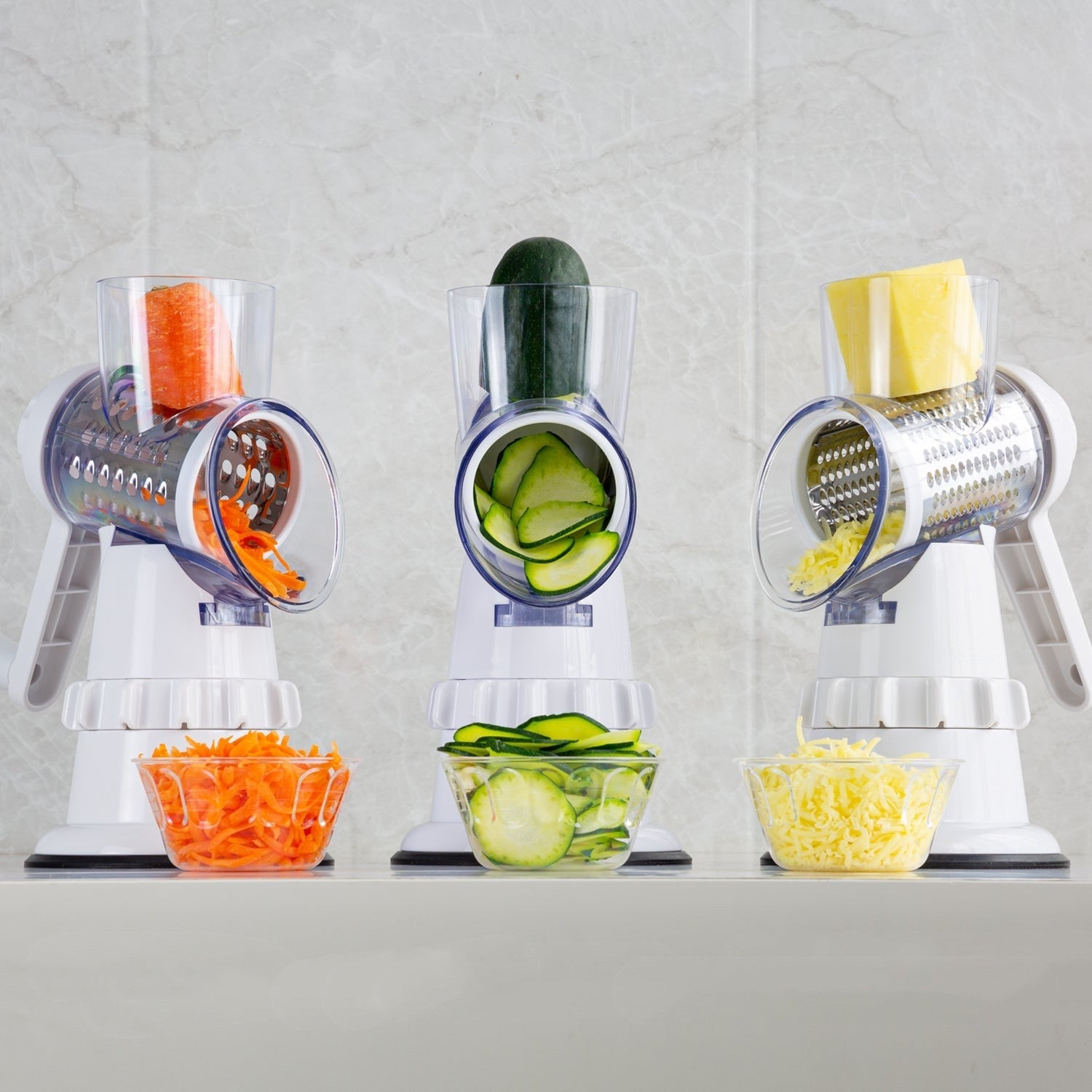 3-in-1 Manual Vegetable Slicer with Suction Base