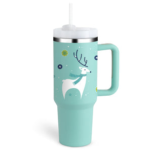 40oz Insulated Tumbler with Handle & Straw