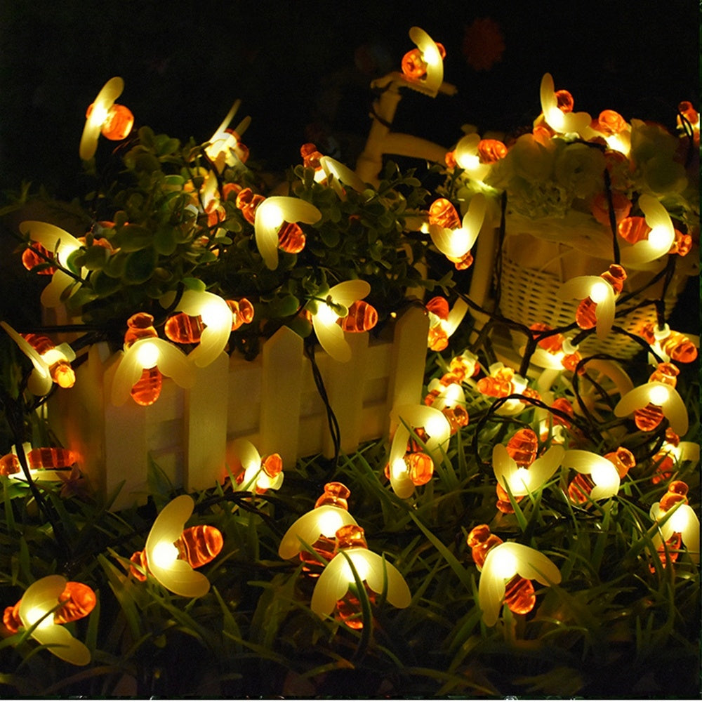 Solar Bee String Lights for Magical Garden Evenings