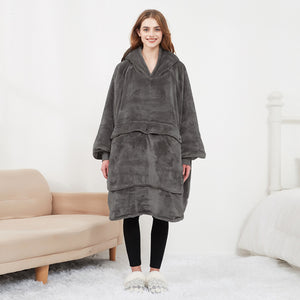 USB Heated Wearable Blanket Oversized Lazy Hoodie With Large Heating Area Back Cozy Warm Sherpa Hoodie Blanket No Battery Pack