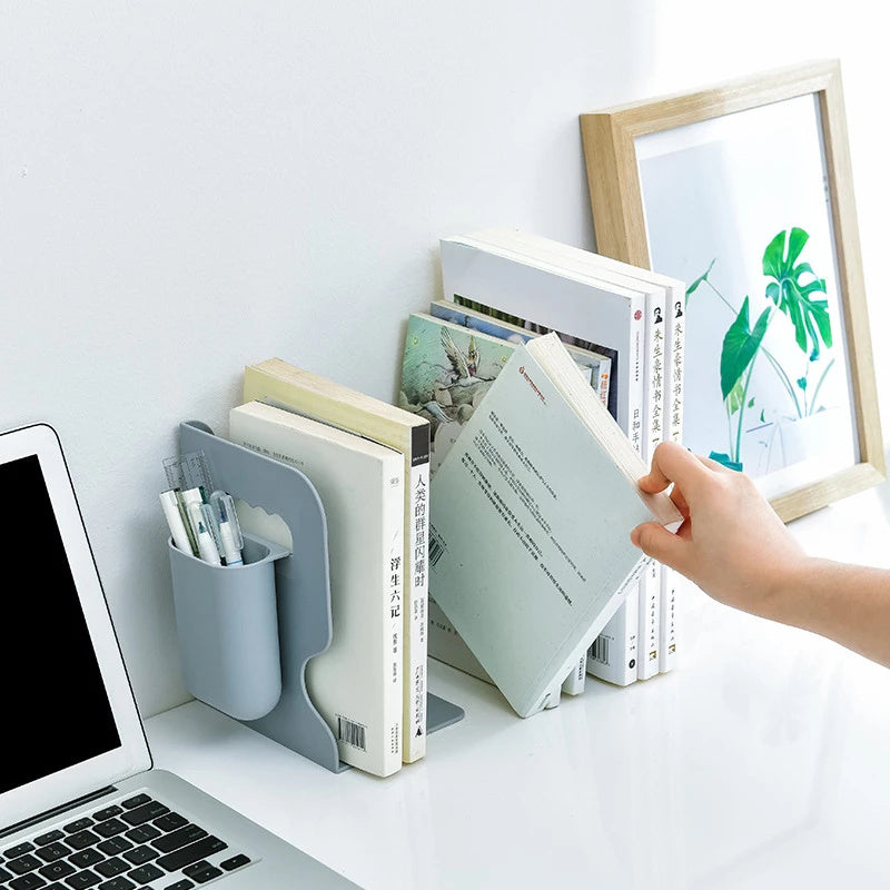 Retractable Bookends with Pen Holder