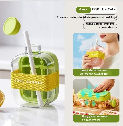 One-Click Instant Ice Maker Cup with Straw