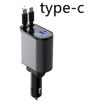 Metal Car Charger 100W Super Fast Charging Car Cigarette Lighter USB And TYPE-C Adapter