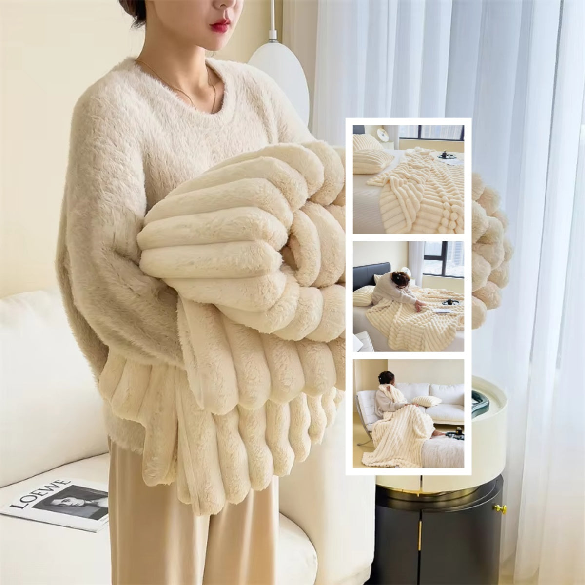 Soft Wind Bubble Velvet Reading Blanket