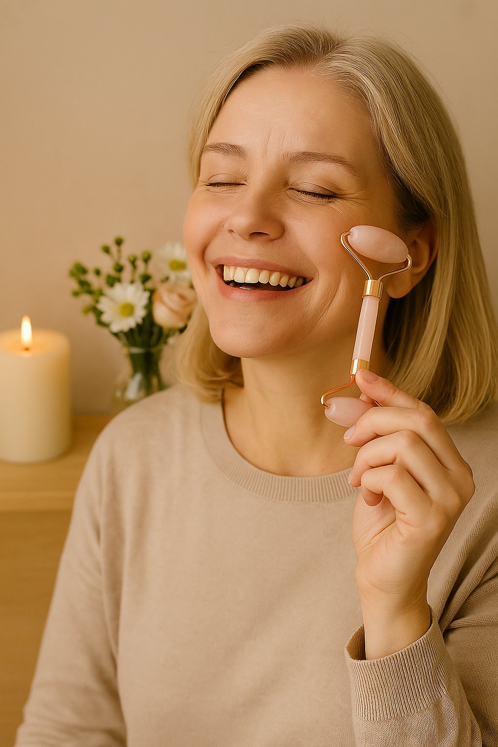 Rose Quartz Facial Roller and Gua Sha Set