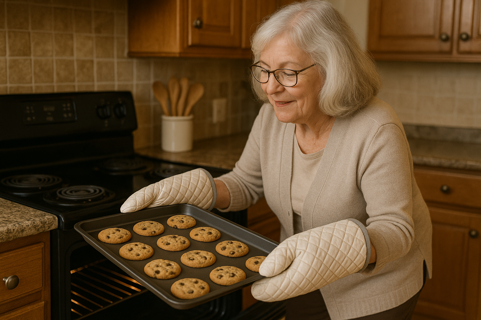 Double Sided 2 Piece Oven Mitts Cozy Protection for Nana’s Kitchen