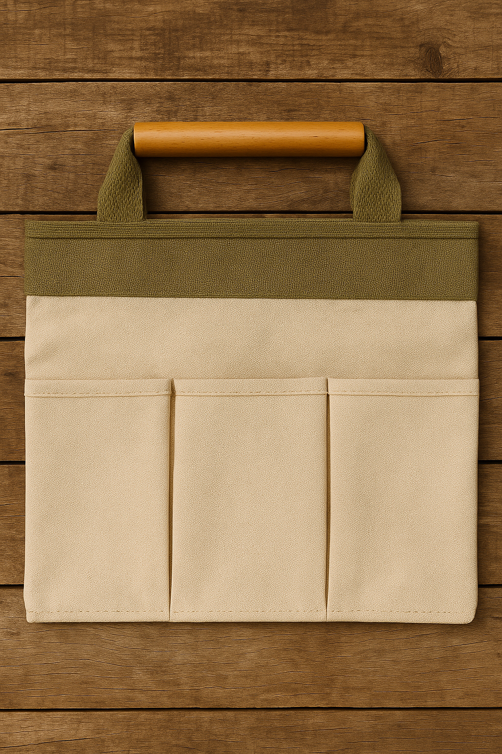 Canvas Garden Tool Tote with Wooden Handles Foldable & Organized