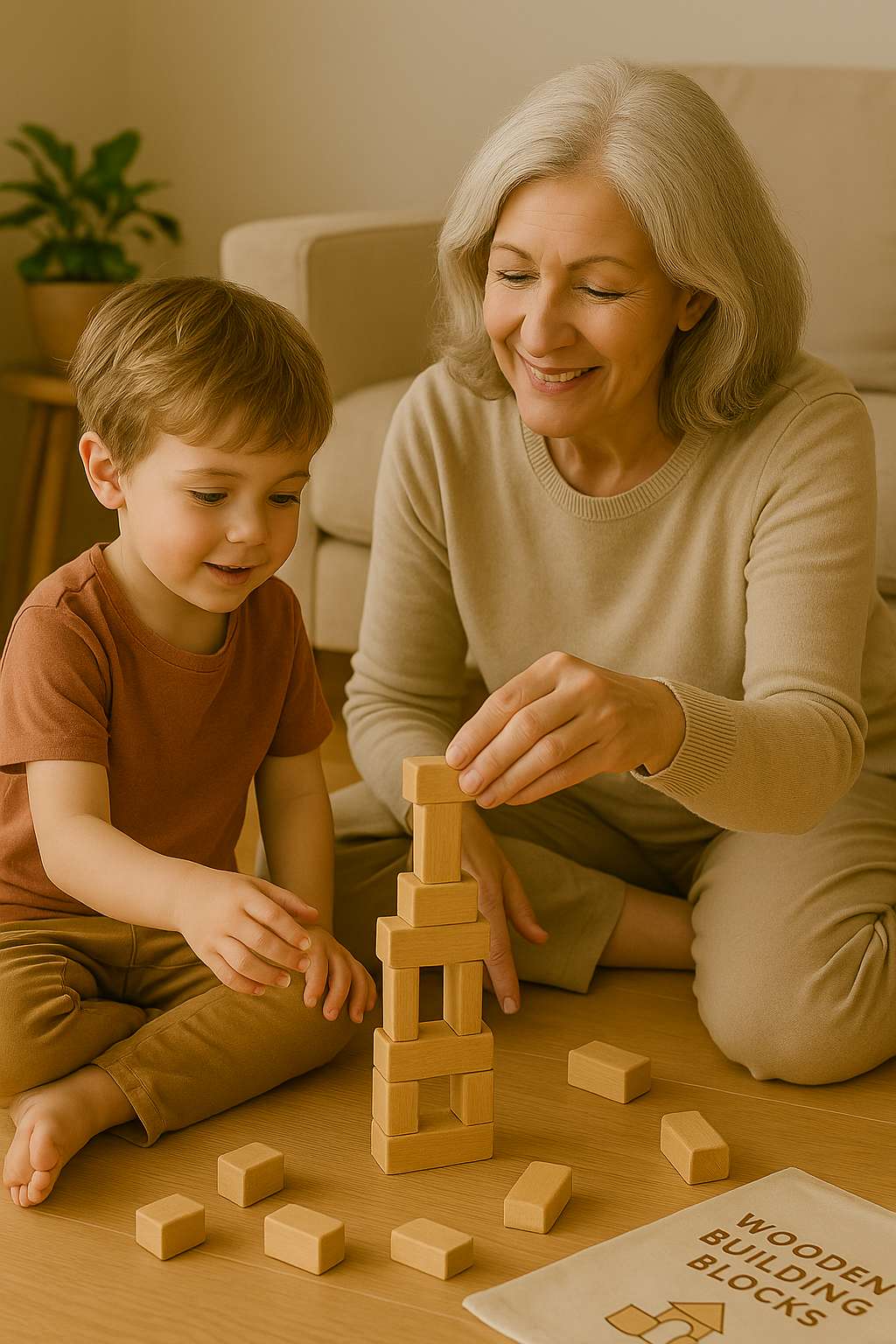 Wooden STEM Building Blocks Set Inspire Creativity & Fine Motor Skills Naturally