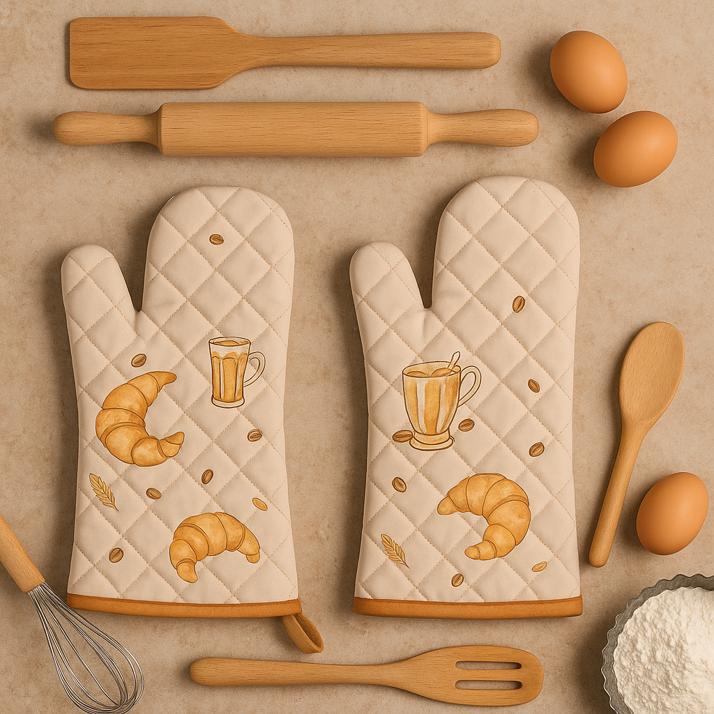 Double Sided 2 Piece Oven Mitts Cozy Protection for Nana’s Kitchen