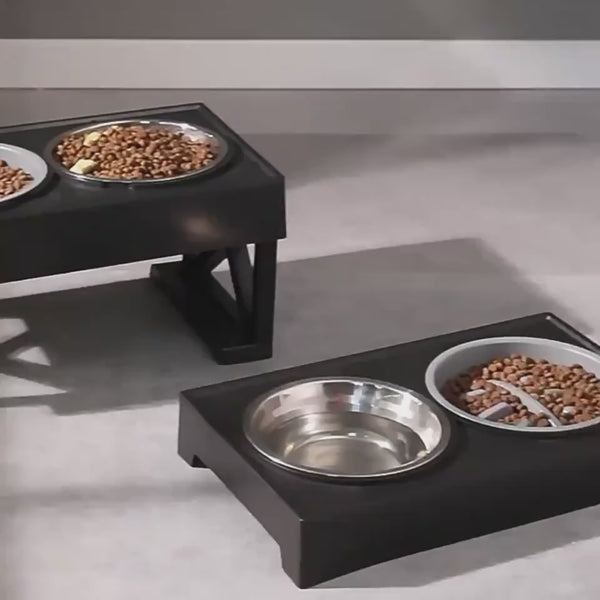 Dog Double Bowls Stainless Stand Adjustable Height Pets Feeding Dish Bowl Big Dog Elevated Food Water Feeders For Dogs  Pet Products
