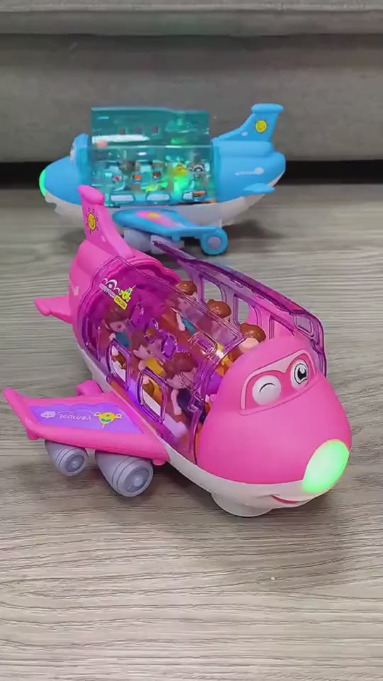 360 Rotating Electric Plane Airplane Toys For Kids Bump And Go Action Toddler Toy Plane With LED Flashing Light Sound For Boys